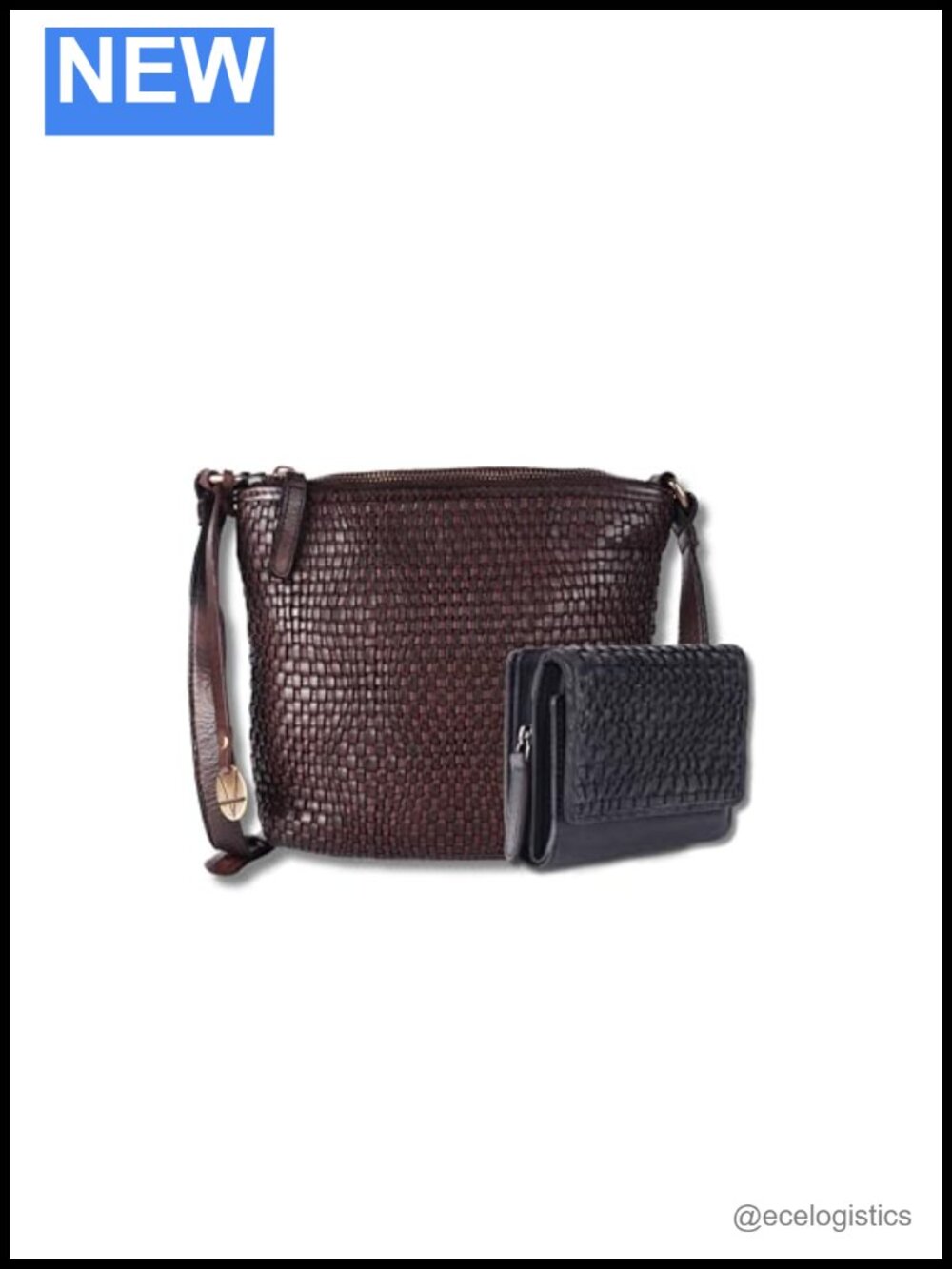Genuine Leather Crossbody Bag & Wallet Set for Women with Zipper